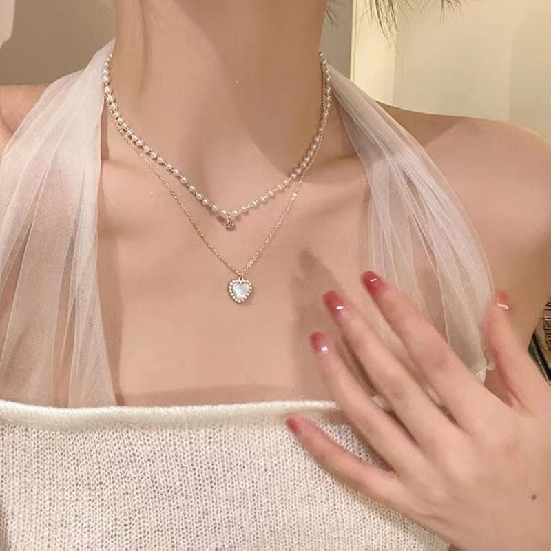 Pearls Heart Necklace
