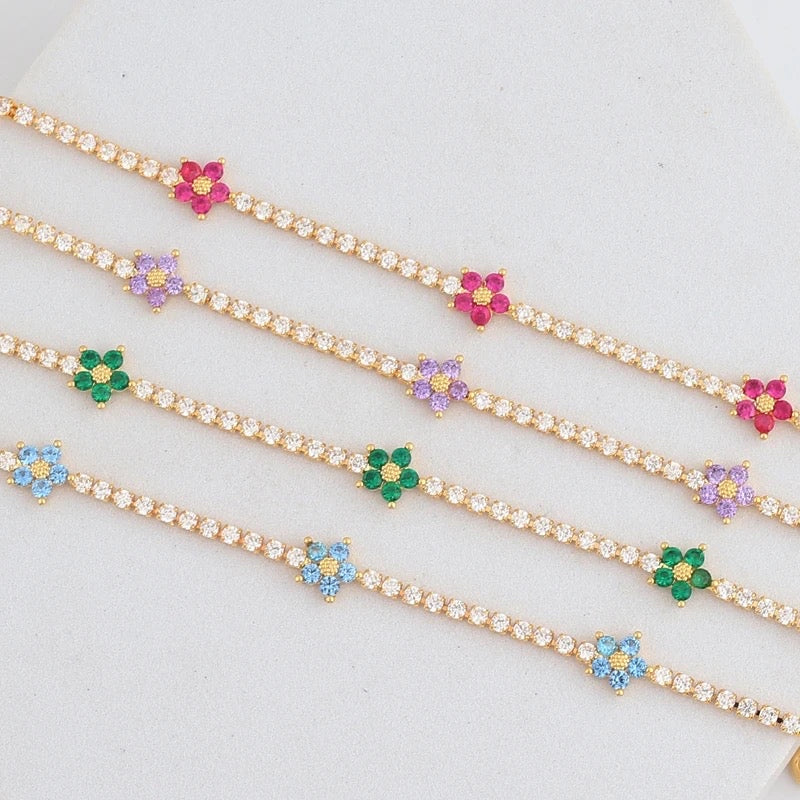 Tennis Flower Bracelet