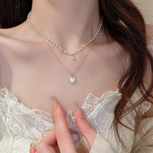 Pearls Heart Necklace