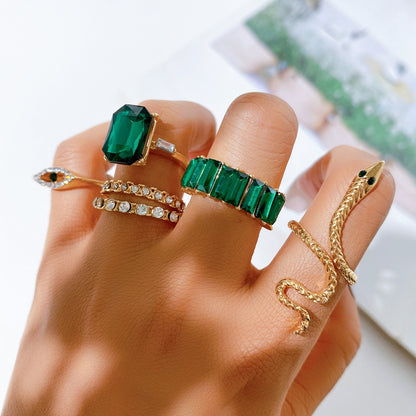 Golden Emerald Ring Set