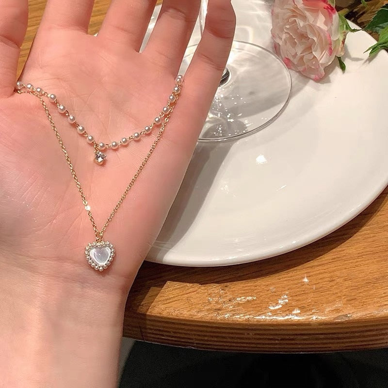 Pearls Heart Necklace
