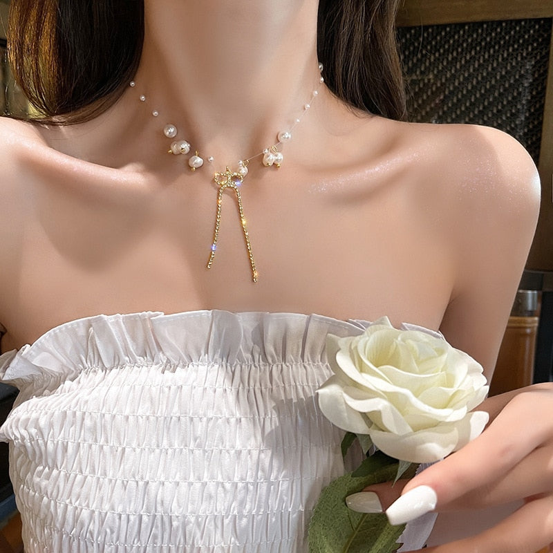 Peal Bow Necklace