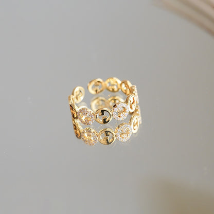 Open Gold Zircon Ring