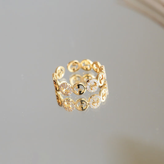 Open Gold Zircon Ring