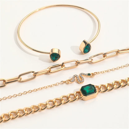 Vintage Emerald Crystal Bracelet Set