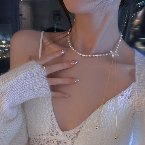Butterly Pearl Choker Necklace