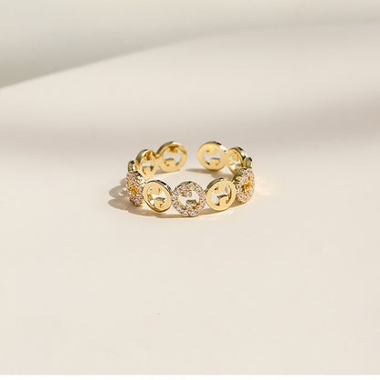 Open Gold Zircon Ring