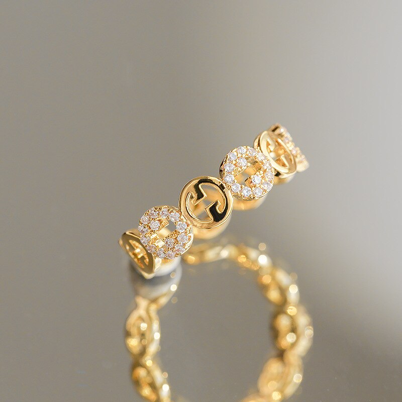 Open Gold Zircon Ring