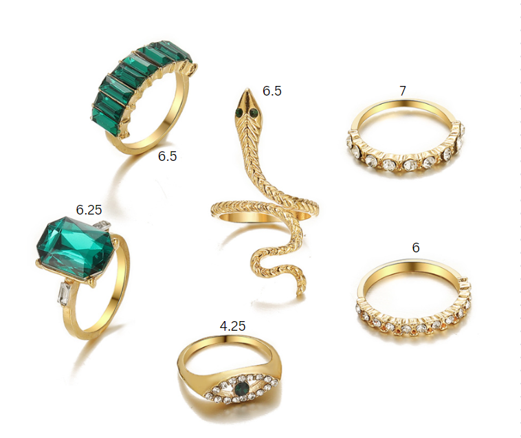 Golden Emerald Ring Set