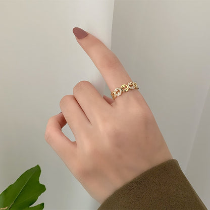 Open Gold Zircon Ring