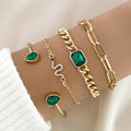 Vintage Emerald Crystal Bracelet Set