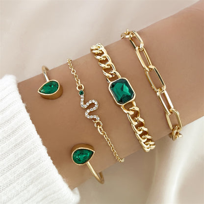 Vintage Emerald Crystal Bracelet Set