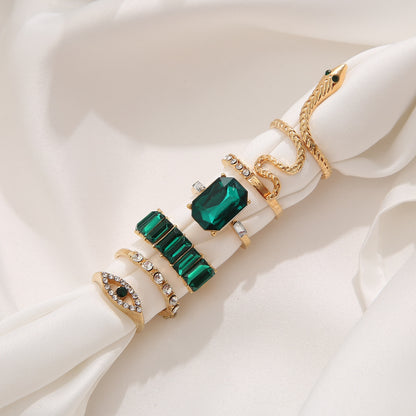 Golden Emerald Ring Set